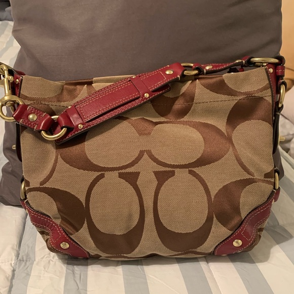 Coach Handbags - Coach Carly signature and burgundy leather